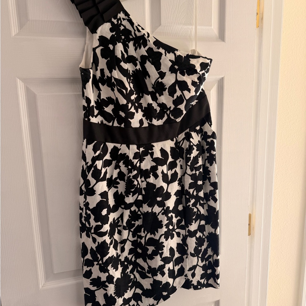 Eliza J Black and White One Shoulder Dress